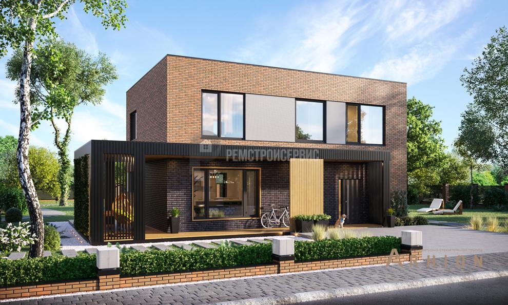 3. Проект двухэтажного дома в стиле минимализм с плоской кровлей , t-58-01, площадью - 150 кв c терассой